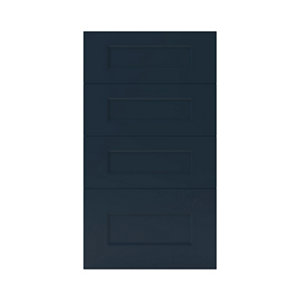 Façade 3 tiroirs + 1 casserolier "Artemisia" bleu nuit l.39,7 x h.71,5 cm