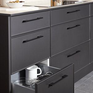 Façade 1 porte 60cm "Heline"noir mat - L. 59.7 x H. 71.5cm