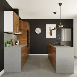 Façade 3 tiroirs + 1 casserolier 40cm "Basilie" chêne fumé - L. 39.7 x H. 71.5cm