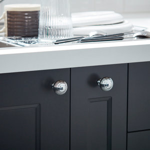 Lot de 2 poignées boutons effet chromé argent poli "Garni" L 3,2 cm 