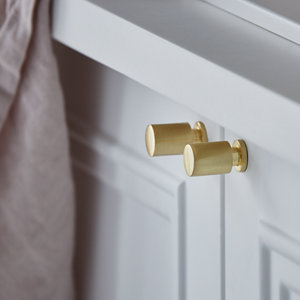 Lot de 2 poignées boutons effet laiton brossé "Saffron" L 1,2 cm