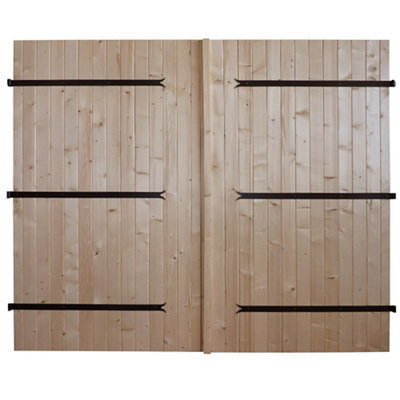 Porte de garage GoodHome 2 vantaux bois 240 x h.200 cm - vue 2