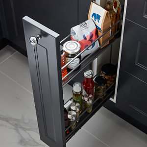 Rangement coulissant 2 niveaux pour meuble bas 15cm