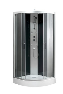 Cabine de douche 14 de cercle .90 x .90 x H.215 cm – hydromassante profilés chromés montage rapide GoodHome Onega - vue 2
