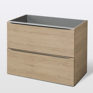 Meuble sous-vasque à suspendre décor imitation chêne L. 80 CM "IMANDRA"