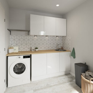 Meuble haut "Dorice" blanc brillant l.60 x h.36 x p.32 cm 1 porte relevable