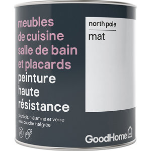 Peinture de rénovation meubles cuisine, salle de bains et placards acrylique mat blanc North Pole 0,75 L