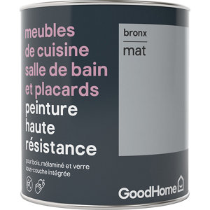 Peinture de rénovation meubles cuisine, salle de bains et placards acrylique mat gris Bronx 0,75 L