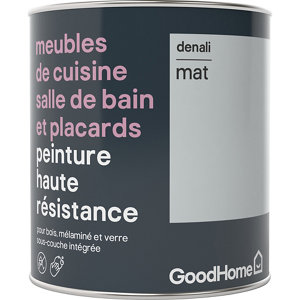 Peinture de rénovation meubles cuisine, salle de bains et placards acrylique mat gris Denali 0,75 L