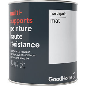 Peinture haute résistance multi-supports acrylique mat blanc North Pole 0,75 L