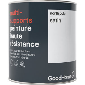 Peinture haute résistance multi-supports acrylique satin blanc North Pole 0,75 L