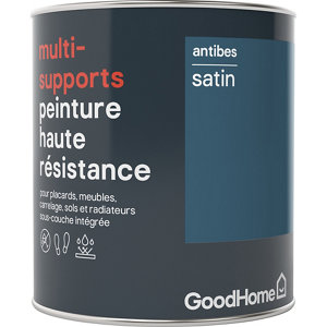 Peinture haute résistance multi-supports acrylique satin bleu Antibes 0,75 L