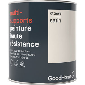 Peinture haute résistance multi-supports acrylique satin blanc cassé Ottawa 0,75 L