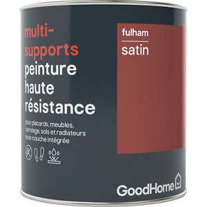 Peinture haute résistance multi-supports acrylique satin rouge Fulham 0,75 L