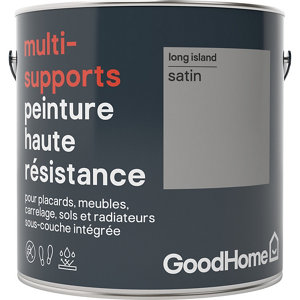 Peinture haute résistance multi-supports acrylique satin gris Long Island 2 L