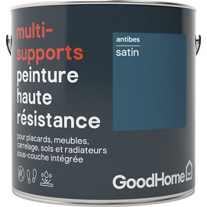 Peinture haute résistance multi-supports acrylique satin bleu Antibes 2 L