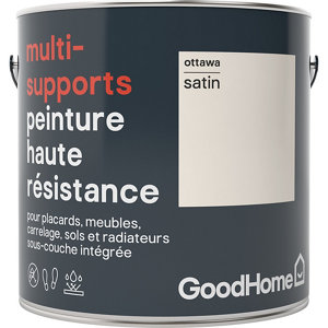 Peinture haute résistance multi-supports acrylique satin blanc cassé Ottawa 2 L