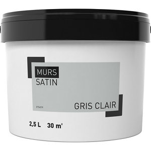 Peinture murale intérieure acrylique Satin Gris clair 2.5 L