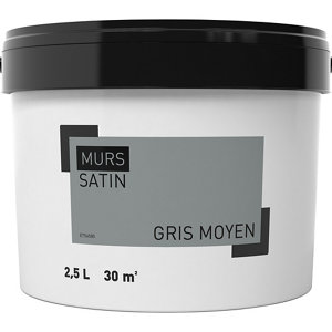 Peinture murale intérieure acrylique Satin Gris moyen 2.5 L