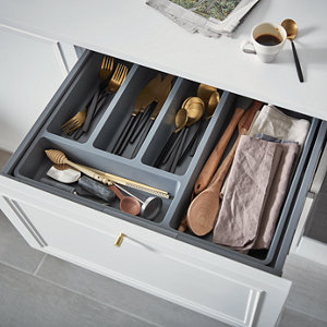 Range-couverts gris NITAKI 4 compartiments - L. 30 x P. 42cm