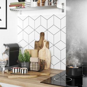 Crédence réversible géométrique / blanc - l.180 x H.60 cm, Ep 3 mm