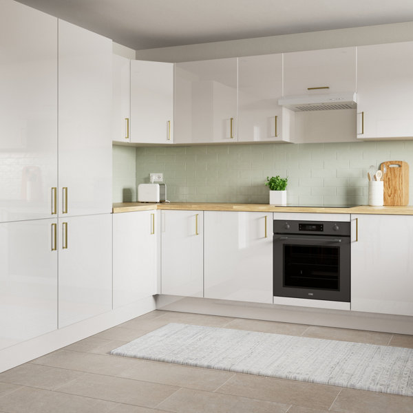Buffet Avec 3 Portes Coloris Blanc Brillant Et Chêne - Dim : L 154 X P 41 X H 75 Cm