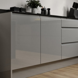 Façade 1 tiroir + 2 casseroliers "Garcinia" gris anthracite l.79,7 x h.71,5 cm