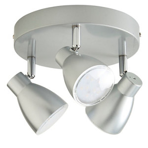 Plafonnier 3 spots LED Bomos argent