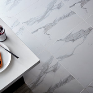 Carrelage de sol intérieur "Ultimate marble" blanc - l. 59,5 x L. 59,5 cm