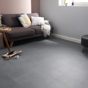 Carrelage intérieur sol/mur "Hydrolic plain" gris anthracite - l. 20 x L. 20 cm