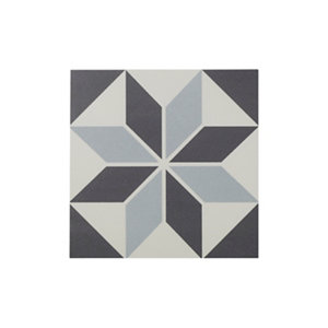 Carrelage intérieur sol/mur "Hydrolic" décor star noir et blanc - l. 20 x L. 20 cm