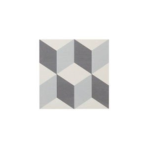 Carrelage intérieur sol/mur "Hydrolic" décor 3D noir et blanc - l. 20 x L. 20 cm