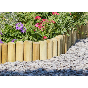 Bordure bois demi-rondin - L. 180 x h. 15 x Ép. 3 cm