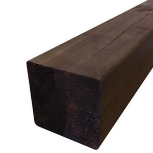 Poteau pin traité autoclave classe 4, teinté bronze - H. 2,40 m - Section 12 cm x 12 cm