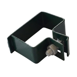 Fixation de départ en acier vert pour poteau rectangulaire - l. 60 x l. 70 x h. 25 mm