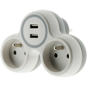 Triplite 2 x 16a + 2 USB NF Puissance 3680 W. Coloris blanc.