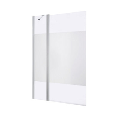 Pare baignoire 2 volets verre effet dépoli anticalcaire GoodHome Calera H. 140 x . 104 cm - vue 1