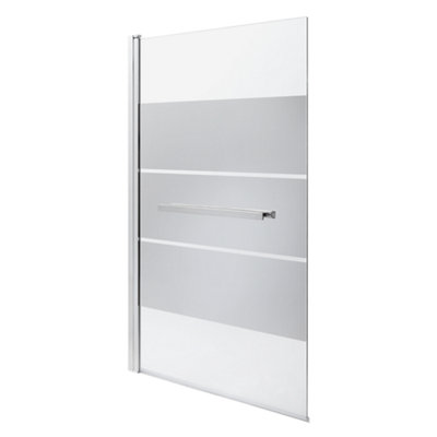 Pare baignoire 1 volet verre miroir anticalcaire GoodHome Nubia H. 150 x . 95 cm - vue 1