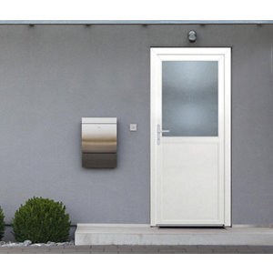 Bloc-porte de service vitré en PVC poussant droit - H. 205 x l. 80 cm