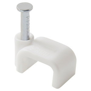 Lot de 25 attaches câble plat 2 x 0,75 mm blanc