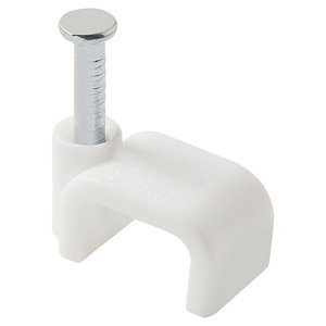 Lot de 100 attaches câble plat 2 x 0,75 mm blanc