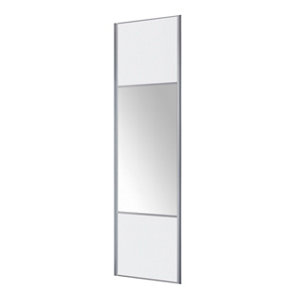 Porte de placard coulissante "Valla" H. 247,5 x L. 77,2 cm - blanche/miroir
