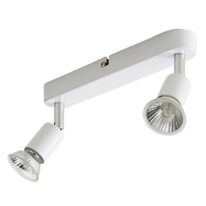 Plafonnier 2 spots métal blanc "Sasha" H. 10,5 x L. 26 cm