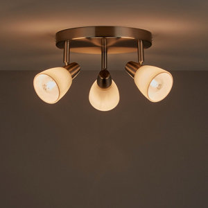 Plafonnier 3 spots métal chromé et verre "Aphea" H. 16 x Ø 21 cm