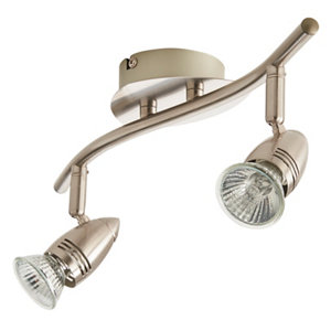 Plafonnier 2 spots métal chromé "Apsis" H. 16 x L. 39 cm