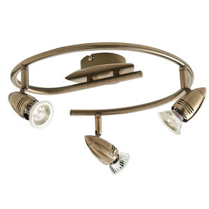 Plafonnier 3 spots antic brass gu10 (aspis 16c-3a)