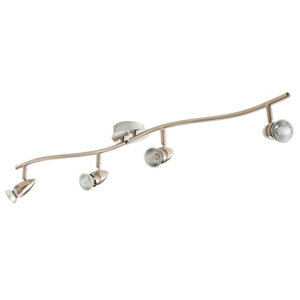 Plafonnier 4 spots métal chromé "Apsis" H. 16 x L. 86 cm