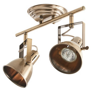 Plafonnier 2 spots métal laiton "Asterion" H. 23 x L. 32,5 cm