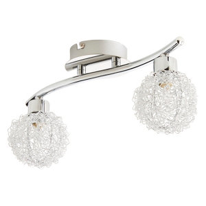 Plafonnier 2 spots métal chromé "Phaidros" H. 15 x L 34,5 cm