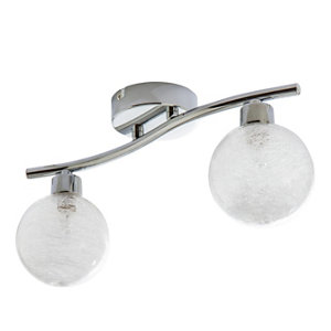 Plafonnier 2 spots métal chromé "Onnes" H. 17 x L. 34,5 cm